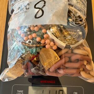 1KG Assorted Jewelry Bag with Beads and Chains Untested LOT 8